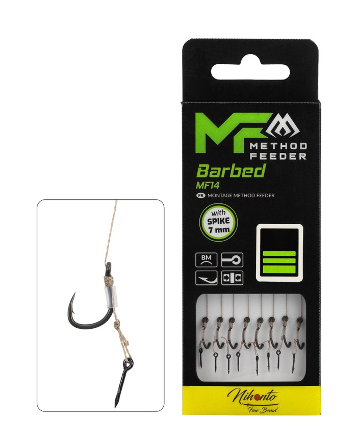 Przypony MIKADO MF14 Z Igłą Hak nr 14 Plecionka 0.12mm/10cm - op. 8 szt.