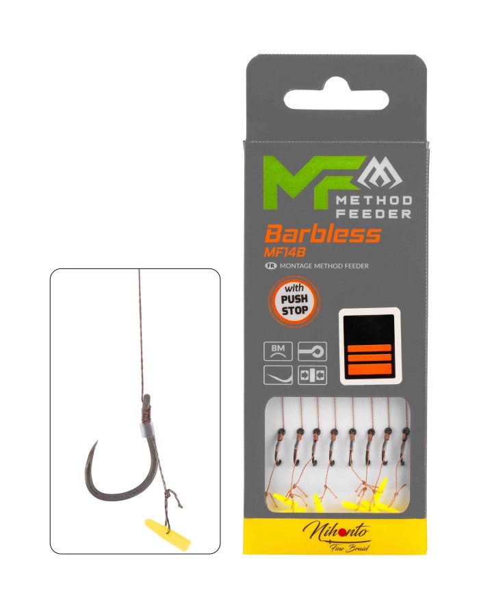 Przypony MIKADO MF14 Push Stop STOP Hak nr 6 Plecionka 0.16mm/10cm - op. 8 szt.