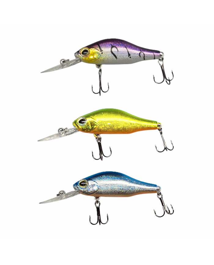 Zestaw 3x Wobler GERMINA Crank Bait 5cm Okoń Kleń Jaź Pstrąg 1-1,5m