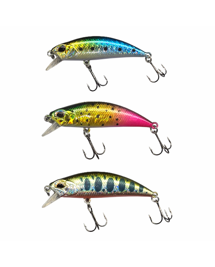 Zestaw 3x Wobler GERMINA Trout Minnow 5.2cm Pstrąg Jaź Kleń 0,2-1,2m