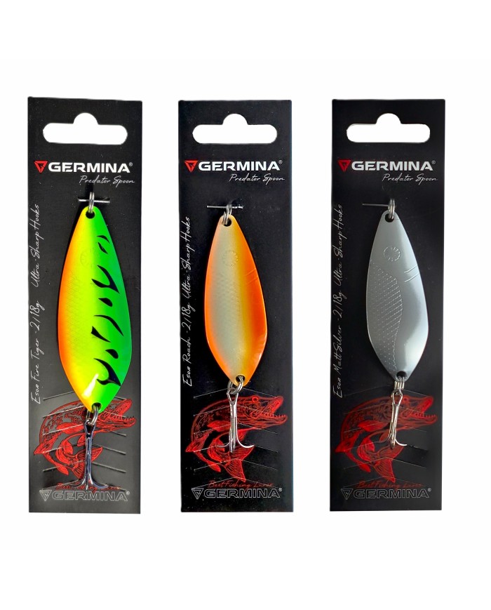 Zestaw 3x Błystka Blacha Wahadłowa GERMINA ESOX 18g Szczupak Sandacz Sum Boleń