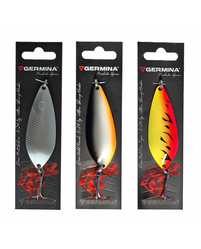 Zestaw 3x Błystka Blacha Wahadłowa GERMINA ESOX 24g Szczupak Sandacz Sum Boleń