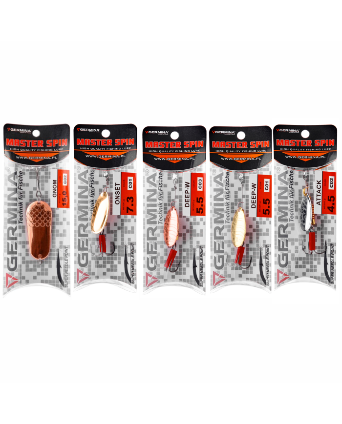 Zestaw Blach Błystek GERMINA Okoń, Szczupak, Boleń, Kleń