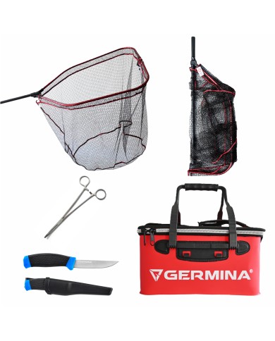 Zestaw SPINNING Torba Podbierak Nóż Nożyczki GERMINA
