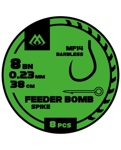 Przypony MIKADO Feeder Bomb MF14 z Igłą - hak 12 żyłka 0.20mm/38cm - op. 8 szt.