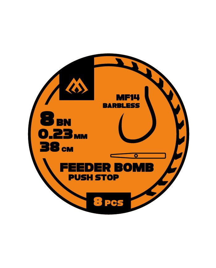 Przypony MIKADO Feeder Bomb MF14 Push Stop Hak 12 0.20mm/38cm - op. 8 szt.