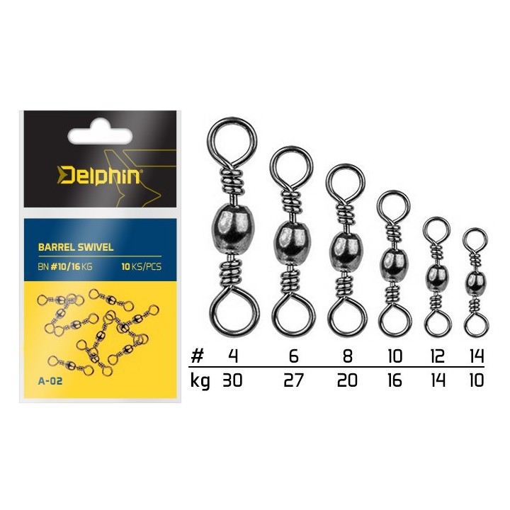 Krętliki DELPHIN Barrel Swivel A-02 roz. 12 - 10 szt