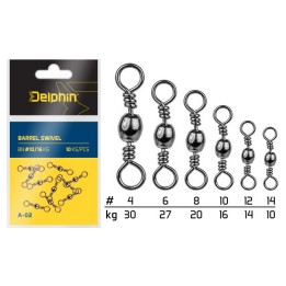 Krętliki DELPHIN Barrel Swivel A-02 roz. 14 - 10 szt