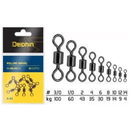 Krętliki DELPHIN Rolling Swivel A-01 roz. 10 - 10 szt