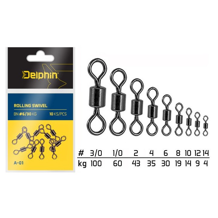 Krętliki DELPHIN Rolling Swivel A-01 roz. 10 - 10 szt