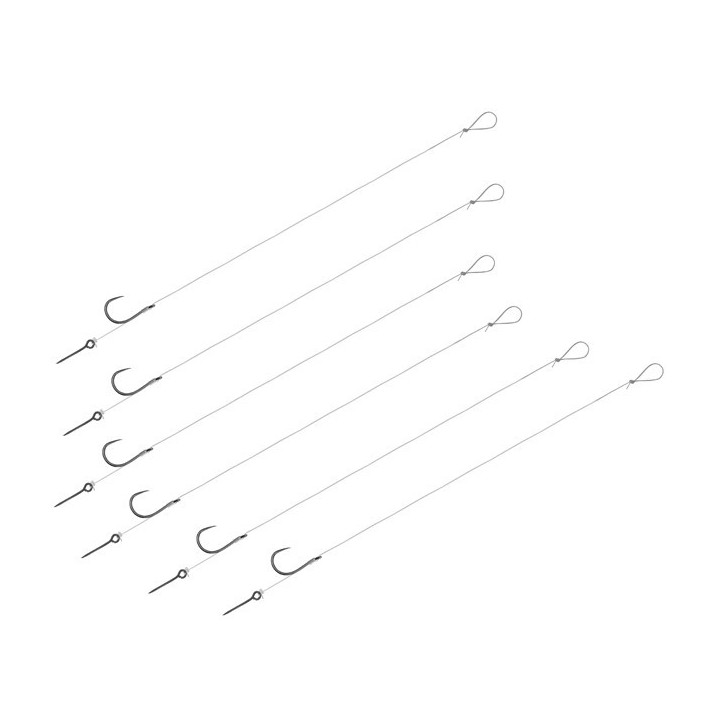 Przypony DELPHIN FLR z Igłą Hak Nr 6 Fluorocarbon 0.22mm/8cm - Op. 6 Szt.