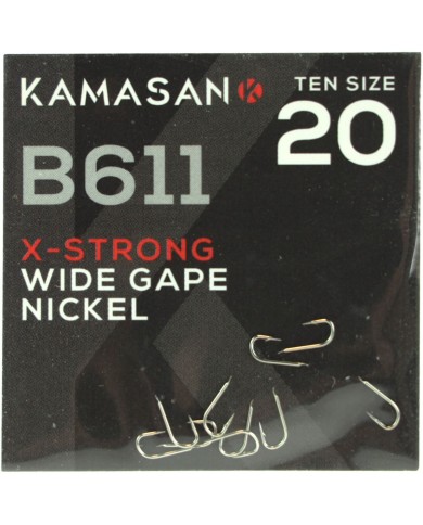 Haczyki Kamasan B611 X-Strong Wide Gape - roz. 20 Haczyki Kamasan B611 X-Strong Wide Gape - roz. 20