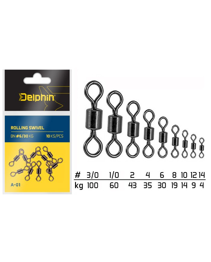 Krętliki DELPHIN Rolling Swivel A-01 roz. 14 - 10 szt