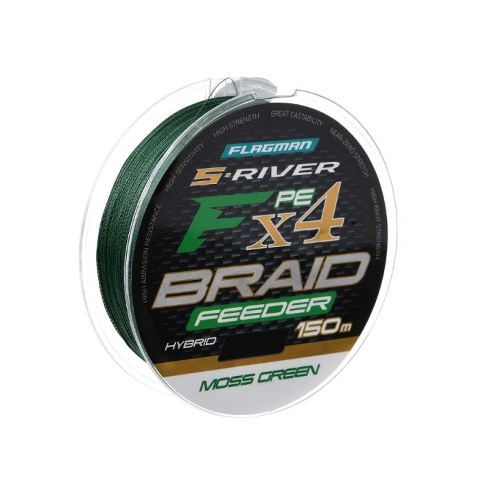 Plecionka FLAGMAN S-River PE Hybrid Braid X4 Feeder Moss Green 150m - 0,12mm