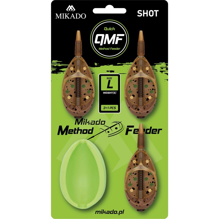 Zestaw koszyczków MIKADO Method Feeder Shot Q.M.F. L - 3x30g + Foremka