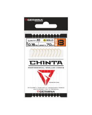 Haczyki z przyponem GERMINA Chinta G roz. 10, 0.14mm, 70cm - 10szt. Haczyki z przyponem GERMINA Chinta G roz. 10, 0.14mm, 70cm - 10szt.