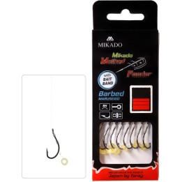 Przypony MIKADO Method Feeder z gumką - hak z zadziorem nr 10 żyłka 0.23mm/10cm - op. 8 szt.