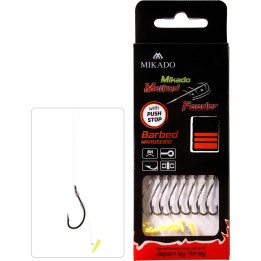 Przypony MIKADO Method Feeder z push stopem - hak z zadziorem nr 10 żyłka 0.23mm/10cm - op. 8 szt.