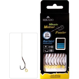 Przypony MIKADO Method Feeder z gumką - hak z zadziorem nr 10 plecionka 0.12mm/10cm - op. 8 szt.