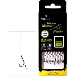 Przypony MIKADO Method Feeder z igłą - hak z zadziorem nr 12 plecionka 0.12mm/10cm - op. 8 szt.