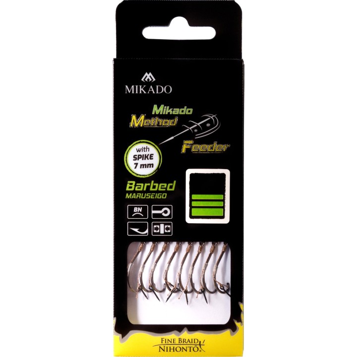 Przypony MIKADO Method Feeder z igłą - hak z zadziorem nr 8 plecionka 0.14mm/10cm - op. 8 szt.