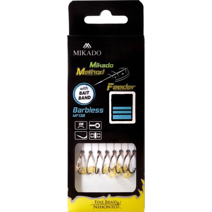Przypony MIKADO Method Feeder z gumką - hak bez zadziora nr 8 plecionka 0.14mm/10cm - op. 8 szt.