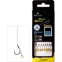 Przypony MIKADO Method Feeder z gumką - hak z zadziorem nr 10 plecionka 0.12mm/10cm - op. 8 szt.