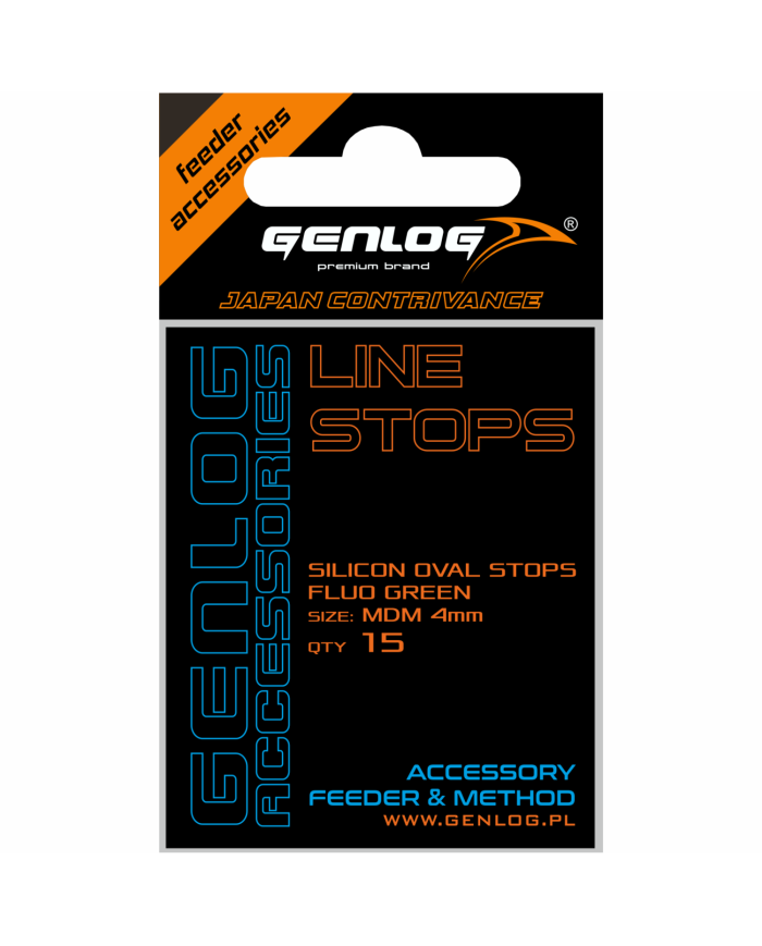 Stopery Silikonowe GENLOG Silicon Oval Stops Fluo Green 4mm - Medium 15 szt.