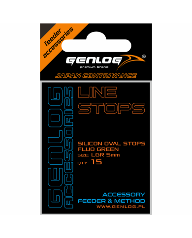 Stopery Silikonowe GENLOG Silicon Oval Stops Fluo Green 5mm - Large Stopery Silikonowe GENLOG Silicon Oval Stops Fluo Green 5mm - Large