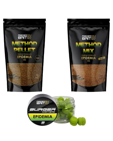 Zestaw FEEDER BAIT Epidemia Method Mix + Pellet 2mm + Burger Wafters 9mm Zestaw FEEDER BAIT Epidemia Method Mix + Pellet 2mm + Burger Wafters 9mm