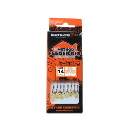 Przypony GENLOG Method Feeder Rig z gumką - hak BKK nr 14 plecionka 0.10mm/8cm - op. 8 szt.