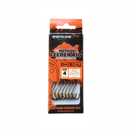 Przypony GENLOG Method Feeder Rig z gumką - hak BKK nr 4 plecionka 0.16mm/8cm - op. 8 szt.