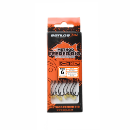 Przypony GENLOG Method Feeder Rig z gumką - hak BKK nr 6 plecionka 0.16mm/10cm - op. 8 szt.