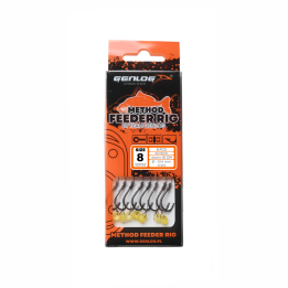 Przypony GENLOG Method Feeder Rig z gumką - hak BKK nr 8 plecionka 0.14mm/10cm - op. 8 szt.