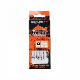 Przypony GENLOG Method Feeder Rig z igłą - hak BKK nr 14 plecionka 0.10mm/10cm - op. 8 szt.