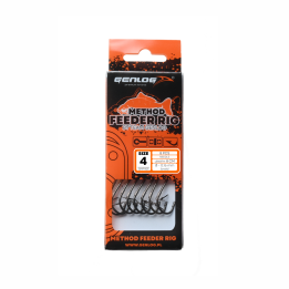 Przypony GENLOG Method Feeder Rig z igłą - hak BKK nr 4 plecionka 0.16mm/8cm - op. 8 szt.