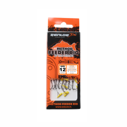 Przypony GENLOG Method Feeder Rig z push stopem - hak BKK nr 12 plecionka 0.12mm/8cm - op. 8 szt.