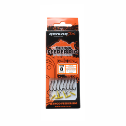 Przypony GENLOG Method Feeder Rig z push stopem - hak BKK nr 8 plecionka 0.14mm/10cm - op. 8 szt.