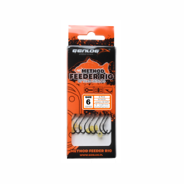 Przypony GENLOG Method Feeder Rig z gumką - hak BKK nr 6 żyłka 0.28mm/10cm - op. 8 szt.
