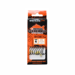 Przypony GENLOG Method Feeder Rig z gumką - hak BKK nr 6 żyłka 0.28mm/8cm - op. 8 szt.