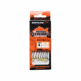 Przypony GENLOG Method Feeder Rig z gumką - hak BKK nr 8 żyłka 0.25mm/10cm - op. 8 szt.