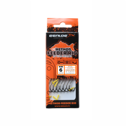 Przypony GENLOG Method Feeder Rig z push stopem - hak BKK nr 6 żyłka 0.28mm/8cm - op. 8 szt.