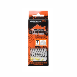 Przypony GENLOG Method Feeder Rig z push stopem - hak BKK nr 8 żyłka 0.25mm/8cm - op. 8 szt.