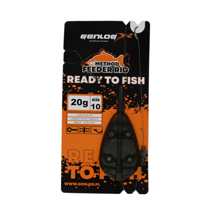 Gotowy Zestaw Method Feeder GENLOG Ready to Fish hak 10 Podajnik 20g