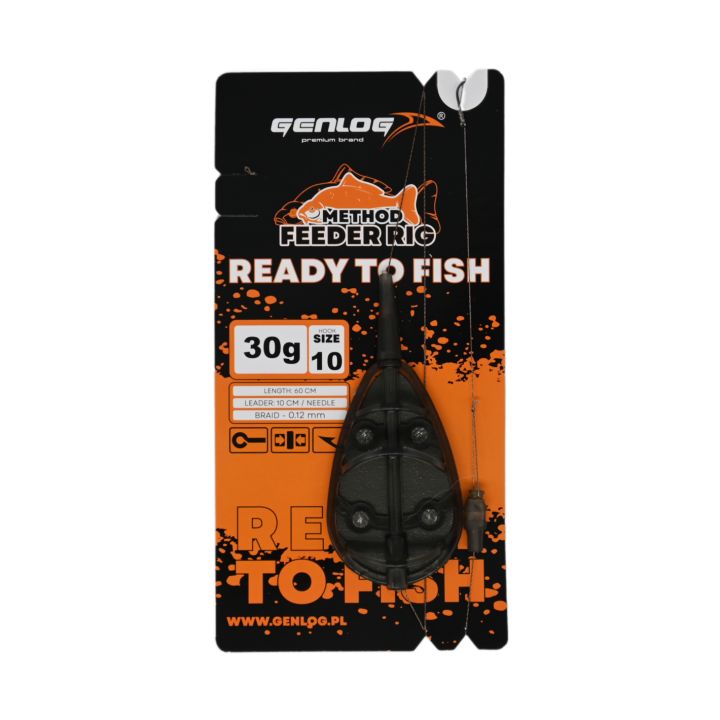 Gotowy Zestaw Method Feeder GENLOG Ready to Fish hak 10 Podajnik 30g