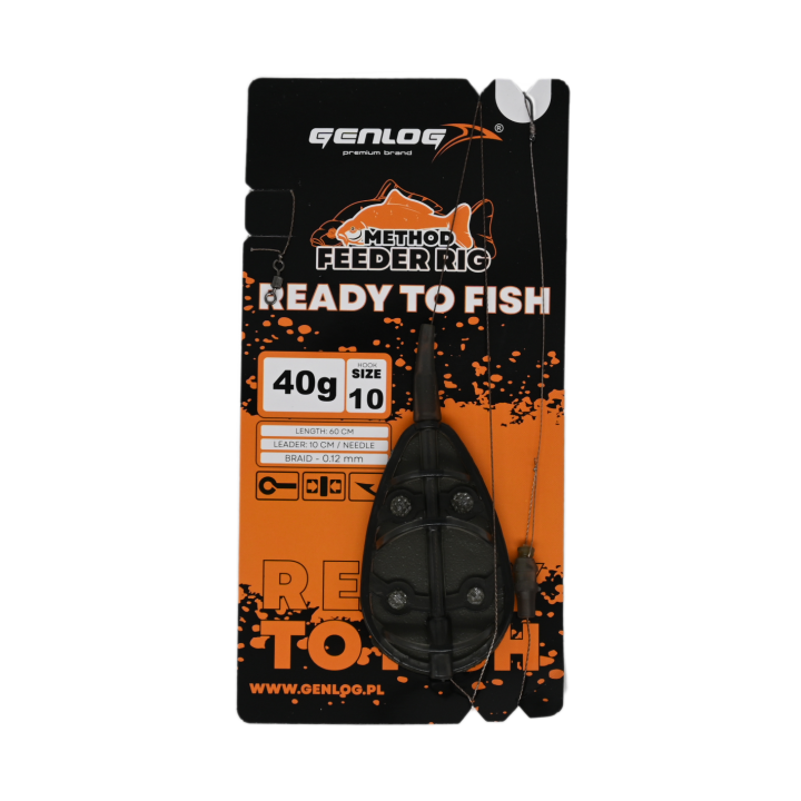 Gotowy Zestaw Method Feeder GENLOG Ready to Fish hak 10 Podajnik 40g