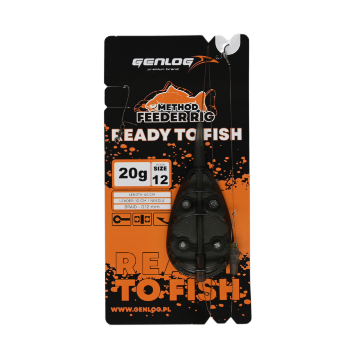 Gotowy Zestaw Method Feeder GENLOG Ready to Fish hak 12 Podajnik 20g
