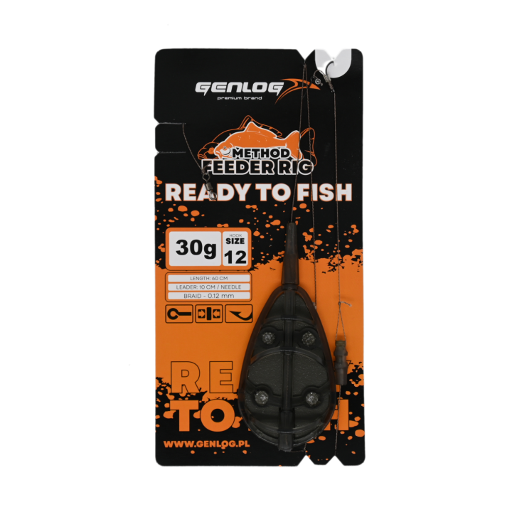 Gotowy Zestaw Method Feeder GENLOG Ready to Fish hak 12 Podajnik 30g