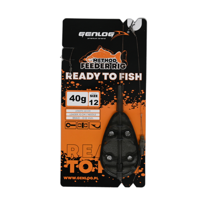 Gotowy Zestaw Method Feeder GENLOG Ready to Fish hak 12 Podajnik 40g
