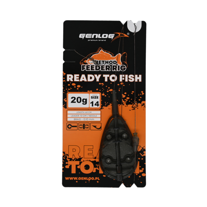 Gotowy Zestaw Method Feeder GENLOG Ready to Fish hak 14 Podajnik 20g